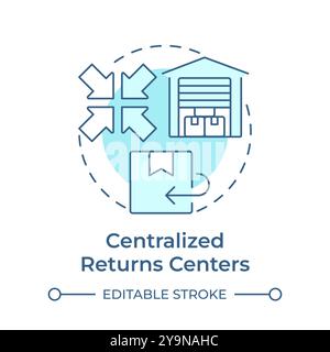Centralized returns centers soft blue concept icon Stock Vector