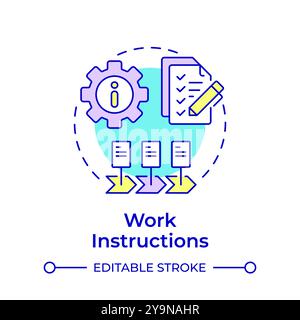 Work instructions multi color concept icon Stock Vector