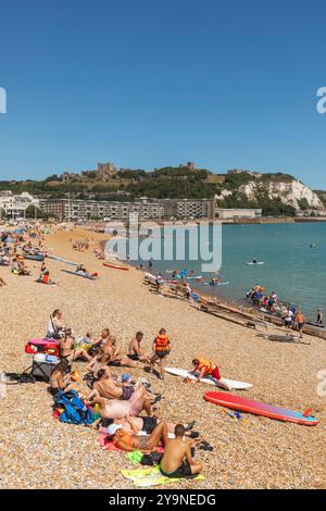 England, Kent, Dover, Dover Harbour, The Beach and Castle Stock Photo