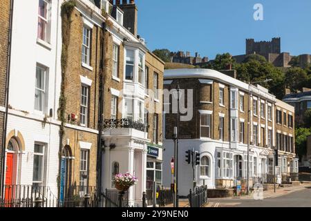 England, Kent, Dover, Castle Street and Dover Castle Stock Photo