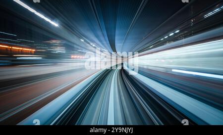 Yurikamome line in Tokyo, Japan, abstract background, technology and innovation concept. Stock Photo