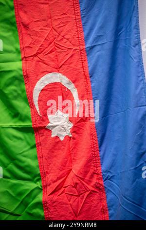 Details of a wrinkleded azerbaijan flag Stock Photo