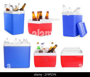 Different cool boxes isolated on white, set Stock Photo - Alamy