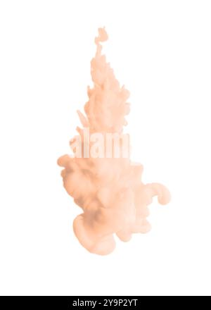 Splash of peach fuzz color ink on white background Stock Photo