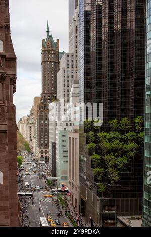 View looking up 5th Avenue in New York City from above Stock Photo