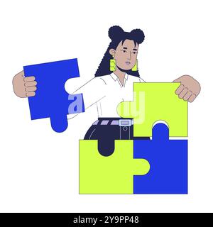 Jigsaw problem solving 2D illustration concept Stock Vector