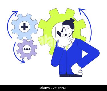 Brainstorming problem solving 2D illustration concept Stock Vector