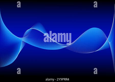 Vector illustration. Smooth transition of waves in digital blue hues, perfect for projects requiring sleek, tech-inspired background with fluid lines. Stock Vector