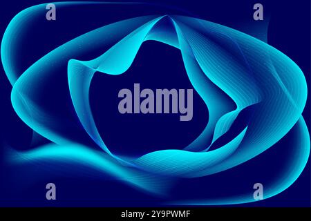 Vector illustration. Blue landscape of connected lines forms calm digital pattern, invoking sense of technological order and beauty. Stock Vector