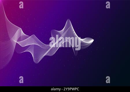 Vector illustration. Ethereal waves of vibrant colors blend together, forming futuristic, mesmerizing flow, radiating with soft neon hues. Stock Vector