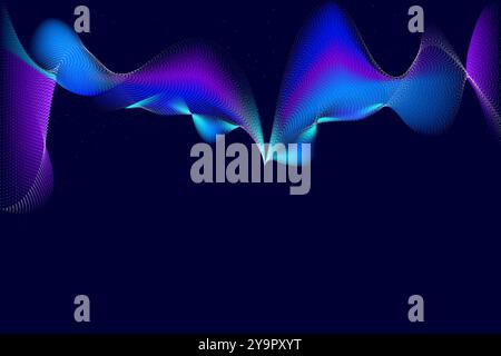 Vector illustration. Swirling vortex of digital energy in shades of purple and blue creates sense of infinite movement and dynamic flow. Stock Vector