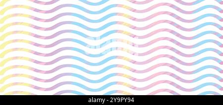 Abstract wavy lines in pastel rainbow colors on a white background. Concept of Abstract ocean, water, sea, waves, modern design, colorful patterns, ab Stock Vector
