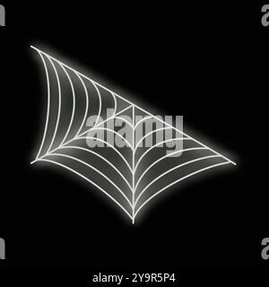 White neon sign in the shape of a spider web glowing on a black background Stock Vector