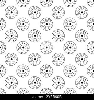 Seamless pattern with hand drawn Halloween eyeballs Stock Vector