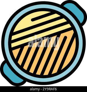 Empty round barbecue grill with handles for cooking delicious food on picnic icon outline vector illustration Stock Vector
