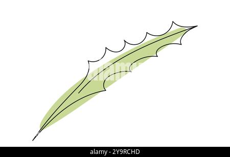 Continuous one line drawing of green leaf isolated on white background. Line art. Concept of nature, ecology, organic shapes, Botanical Art, outline. Stock Vector
