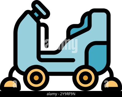 Modern autonomous floor cleaning robot cleaning the floor using rotating brushes, side view Stock Vector