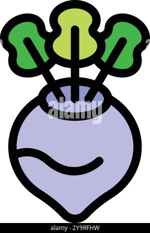 Simple icon of a fresh turnip with leaves, ready to be harvested and enjoyed in a delicious meal Stock Vector