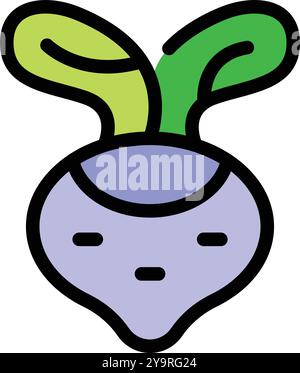 Simple flat vector illustration of a turnip with a happy expression, isolated on a white background Stock Vector