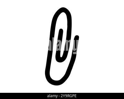 Black Silhouette of a Paperclip Isolated on White Background. Concept of Office Supplies, Stationery Essentials, Minimalist Design, Everyday Tools, Sc Stock Vector