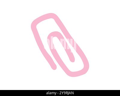 Pink Paperclip Isolated on White Background. Concept of Office Supplies, Minimalist Design, Stationery Essentials, Simple Clip Design for Organization Stock Vector