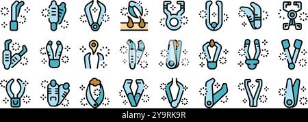 Set of various vector icons showing tools and methods for treating ingrown toenails Stock Vector