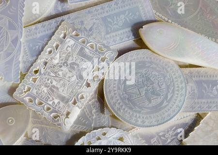 Chinese Export Mother of Pearl Gaming Counter Stock Photo