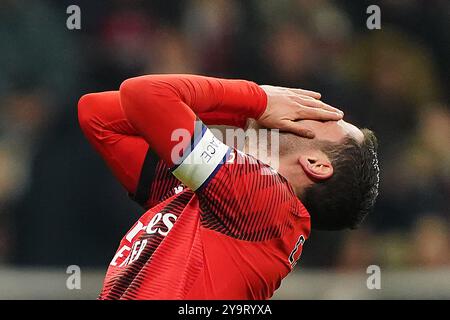 Milano, Italia. 10th Jan, 2024. Foto Spada/LaPresse 10 gennaio 2024 - Milano, Italia - sport, calcio - Milan vs Atalanta - Coppa Italia Frecciarossa 2023/2024 - quarti di finale - Stadio San Siro . Nella foto: Davide Calabria (AC Milan);January 10, 2024 Milan, Italy - sport, calcio - Milan vs Atalanta - Italian Cup Frecciarossa 2023/2024 - San Siro Stadium . In the pic:Davide Calabria (AC Milan); Credit: LaPresse/Alamy Live News Stock Photo