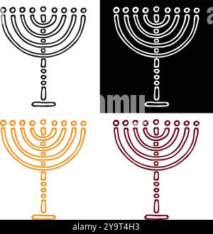 Traditional Hanukkiah without candles, Simple Silhouette Stock Vector