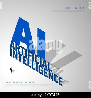 Artificial inteligence conceptual ilustration in fresh modern style with place for your content. AI artificial inteligence banner header social media Stock Vector