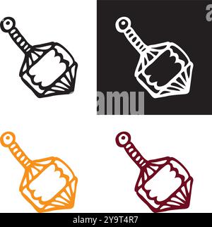 Traditional Hanukkah Dreidel Silhouette. Doodle style icon Stock Vector