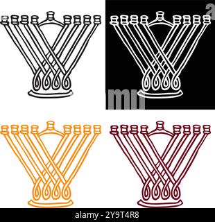 Traditional Hanukkiah without candles, Simple Silhouette Stock Vector