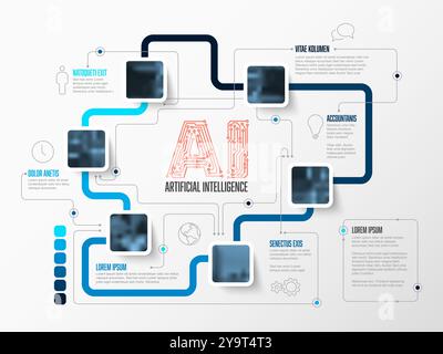 Artificial inteligence conceptual infographic template in fresh modern style with place for your text and photo content. AI artificial inteligence inf Stock Vector