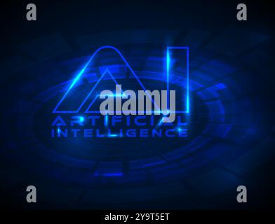 Artificial inteligence conceptual ilustration in fresh modern style with place for your content. AI artificial inteligence banner header social media Stock Vector