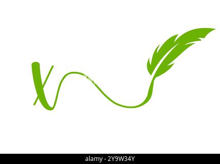 Letter X Feather Logo Design Vector Template. Feather Symbol Stock Vector