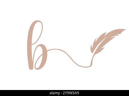 Letter B Feather Logo Design Vector Template. Feather Symbol Stock Vector