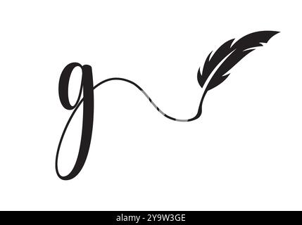 Letter G Feather Logo Design Vector Template. Feather Symbol Stock Vector