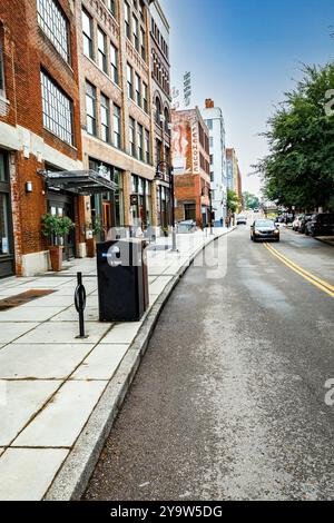 Knoxville, TN, USA-Sept. 17, 2024: A view up W. Jackson Ave., toward Gay Street. Stock Photo