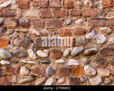 brick and stone masonry in old wall in Monza Stock Photo