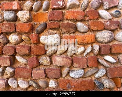 brick and stone masonry in old wall in Monza Stock Photo