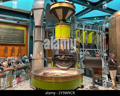 Milan, Italy - September 14, 2024: coffee roasting machine in Starbucks reserve roastery Stock Photo