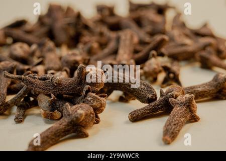 Dried cloves close up. Spices close up. Stock Photo