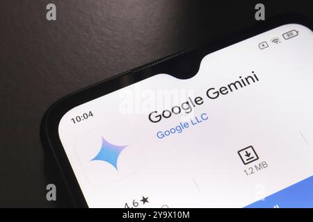 October 11, 2024, Brazil. In this photo illustration, the Google Gemini app logo is displayed on a smartphone screen Stock Photo