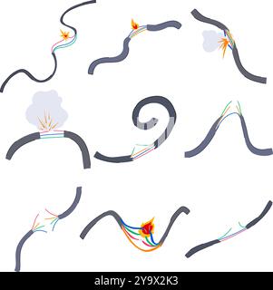 outage broken cable cartoon vector illustration Stock Vector Image ...