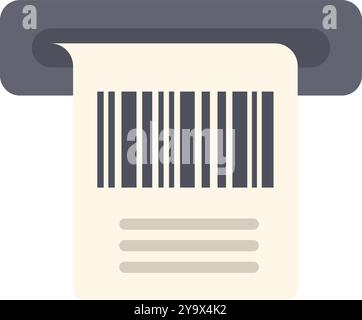 Barcode scanner is printing a receipt with barcode information Stock Vector