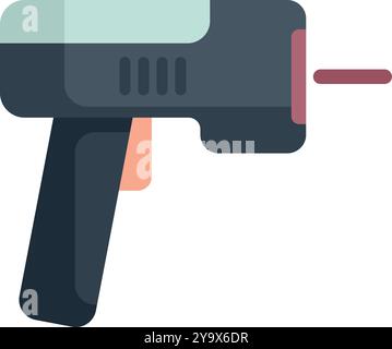 Laser level measuring tool emitting a red light beam, used for construction works Stock Vector