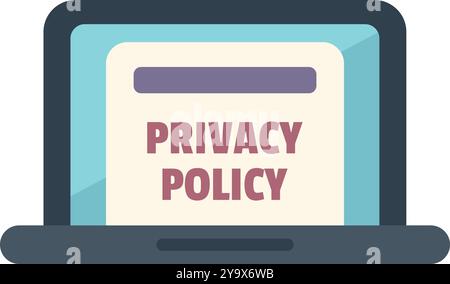 Laptop is displaying a privacy policy, highlighting the importance of data protection in the digital age Stock Vector