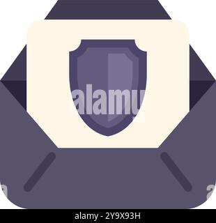 Illustration of an envelope containing a shield, representing the concept of email security and protection against online threats Stock Vector