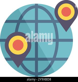 Global network is connecting locations using location pins showing navigation Stock Vector