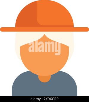 Senior woman builder wearing an orange hard hat avatar icon in a flat design Stock Vector